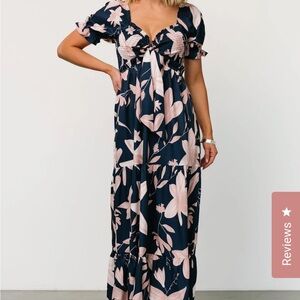 Baltic Born Blue and Pink Floral Hilaria Maxi Dress